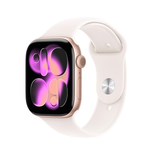 Apple Watch Series 11 GPS + Cellular 42mm Smartwatch with Rose Gold Aluminium Case with Light Blush Sport Band S/M.