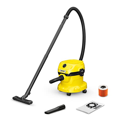 Karcher WD 2 Plus Multi-Purpose Wet and Dry Vacuum Cleaner – Compact 1000W Suction with 12L Container